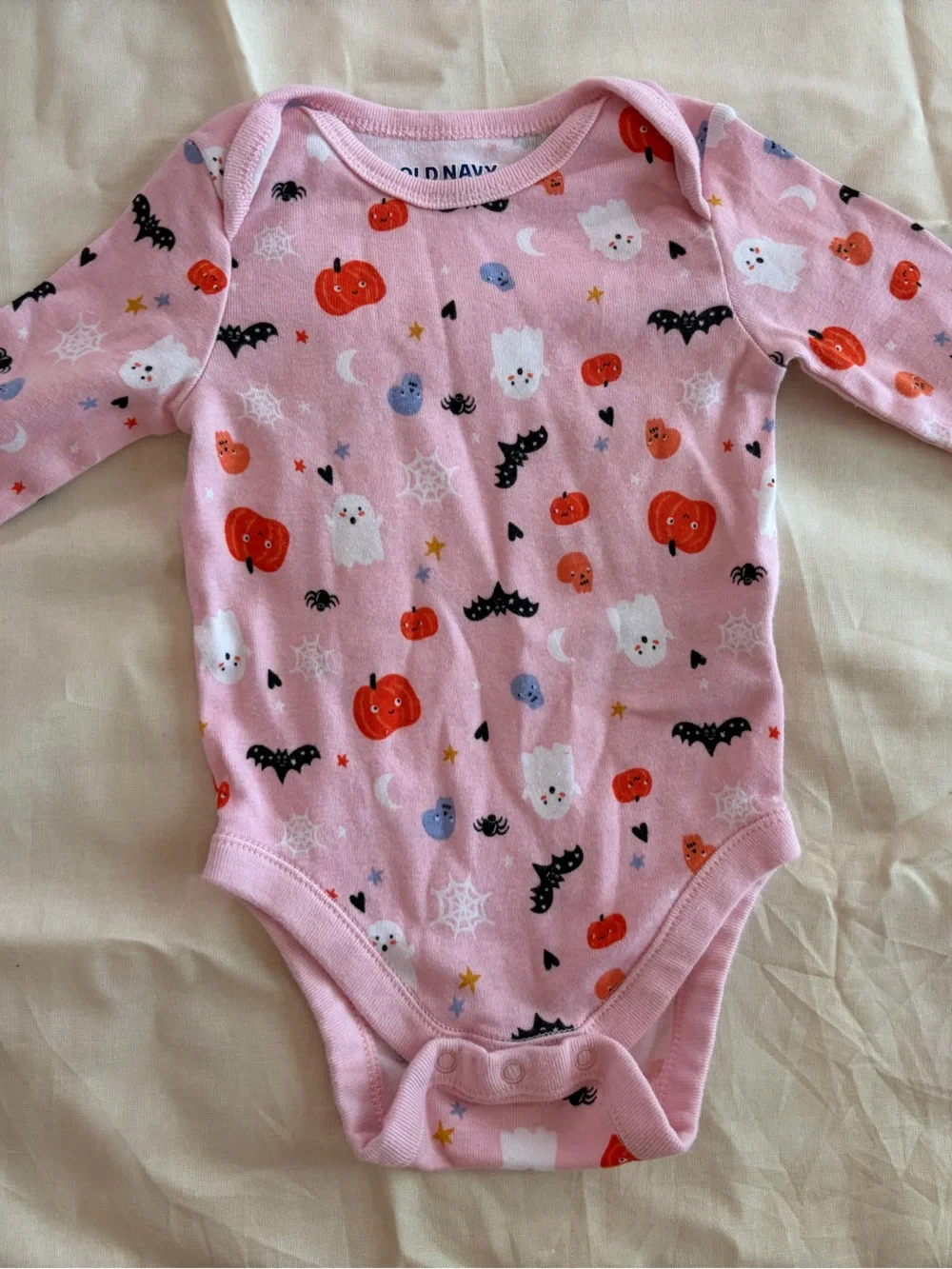 Old Navy Pink Halloween Print Long-Sleeve Bodysuit